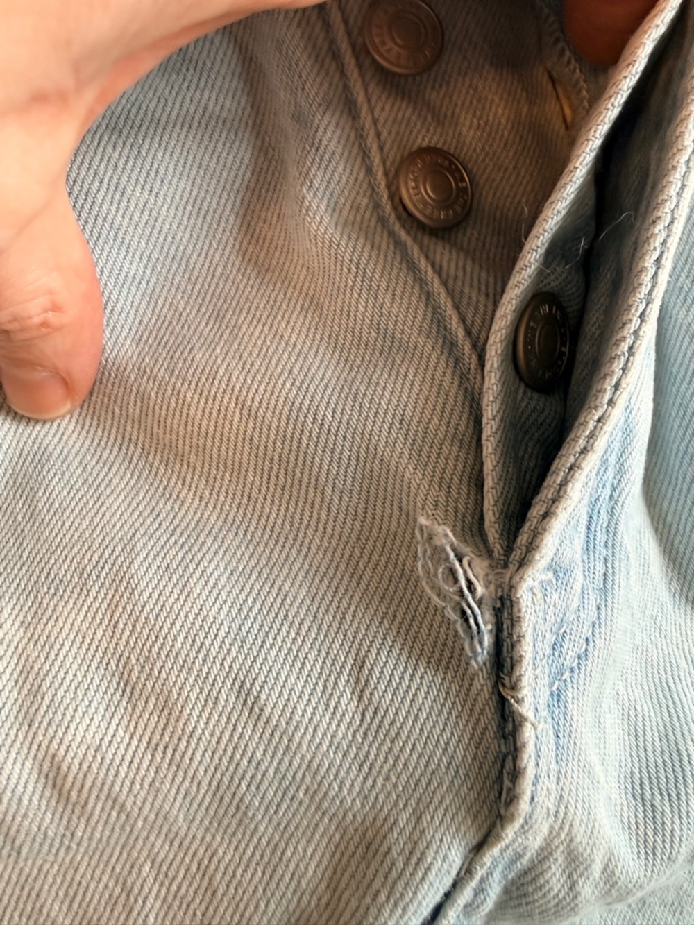 Free People | Pale Blue Raw-Hem Denim Mini‎ Skirt *FLAW* - Picture 7 of 14